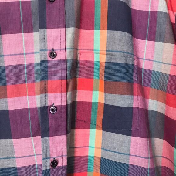 Sir William Mens Shirt Size 2X 18/18.5 Pink Purple Multicolor Plaid Short Sleeve - Picture 3 of 10